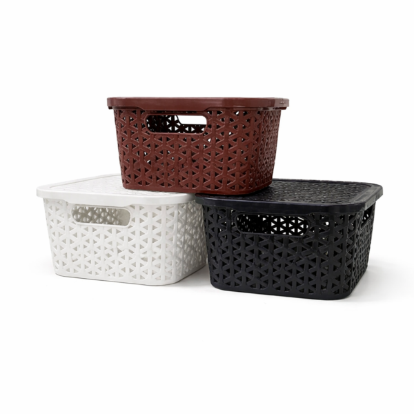 Canasto Simil Rattan Chico Con Tapa