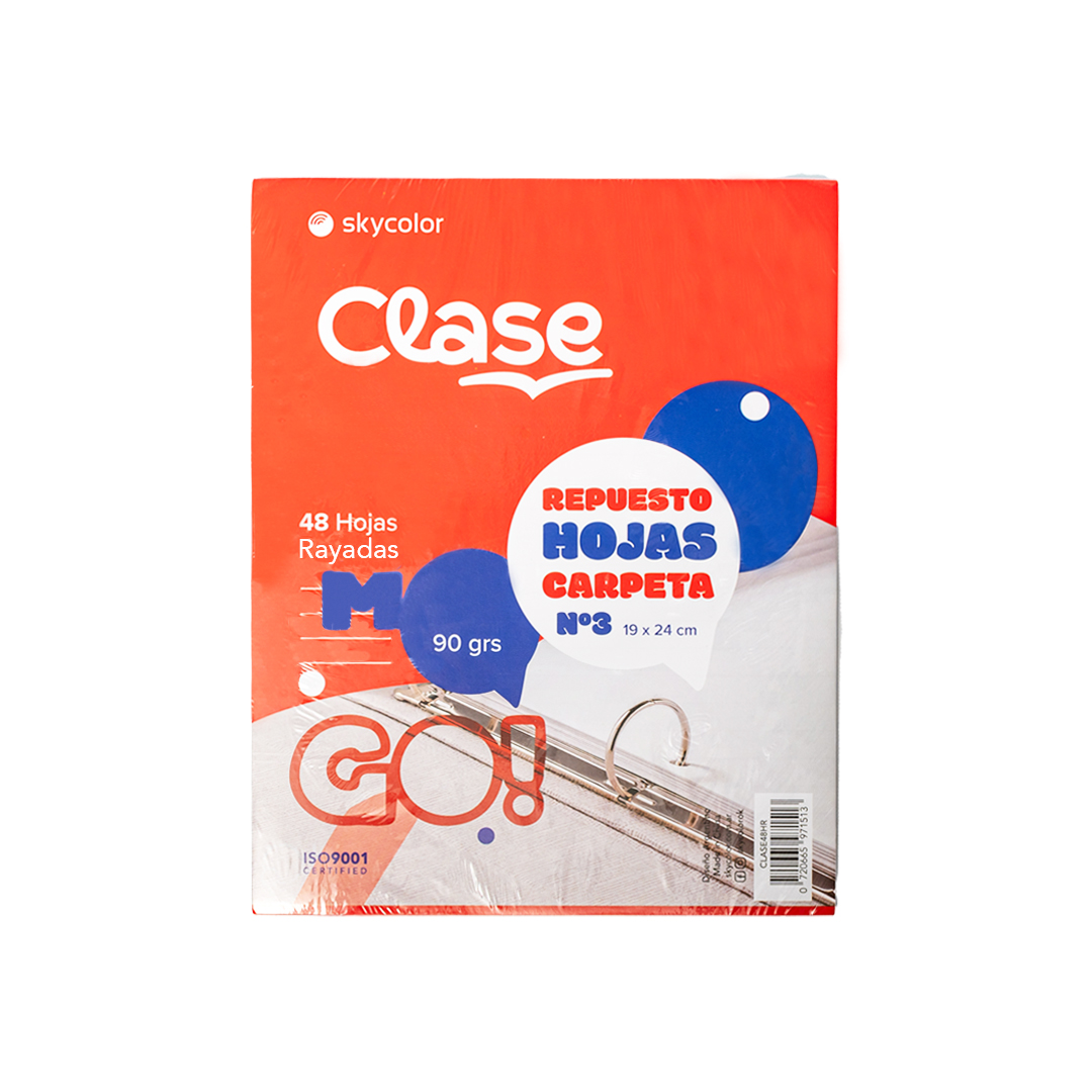 Repuesto Clase X48 Hojas Rayadas 90Grs