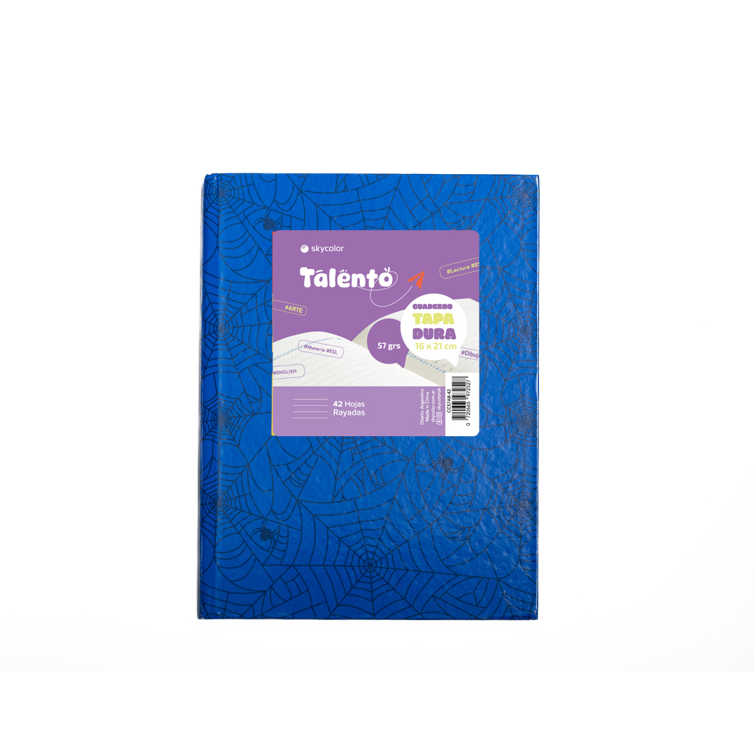 Cuaderno Tapa Dura Talento 16x21 42 Hojas Rayadas AZUL