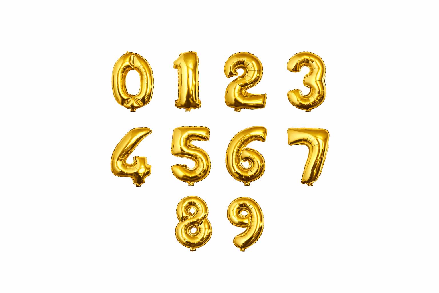 Globo Numero Metalizados Dorado 16" 40cm