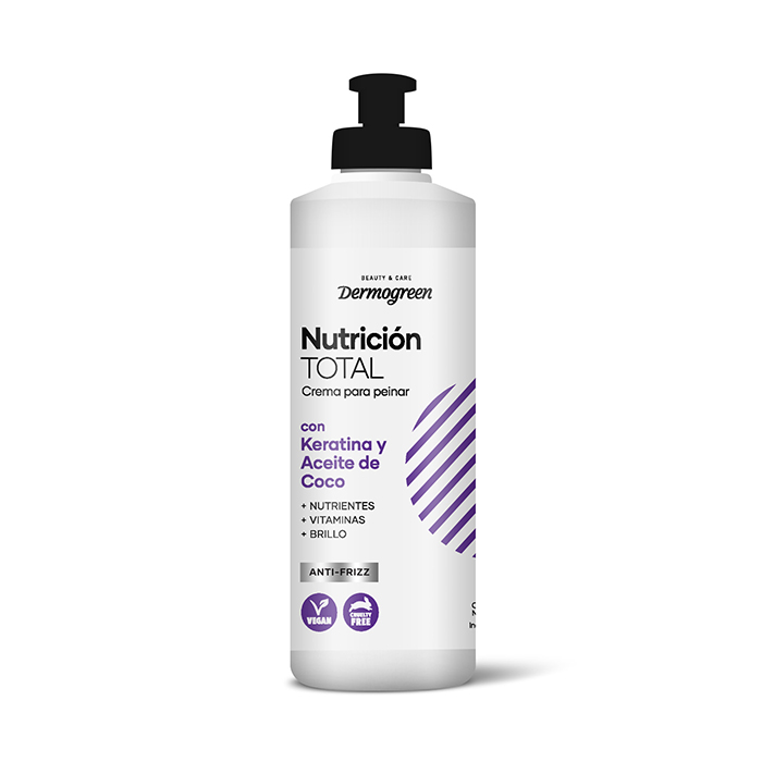 Crema Para Peinar Nutrición Total con Keratina y Aceite de coco 300 ML