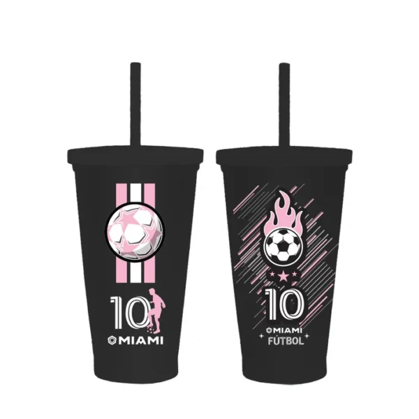 Vaso XL Con Tapa Y Sorbete Messi Miami Black