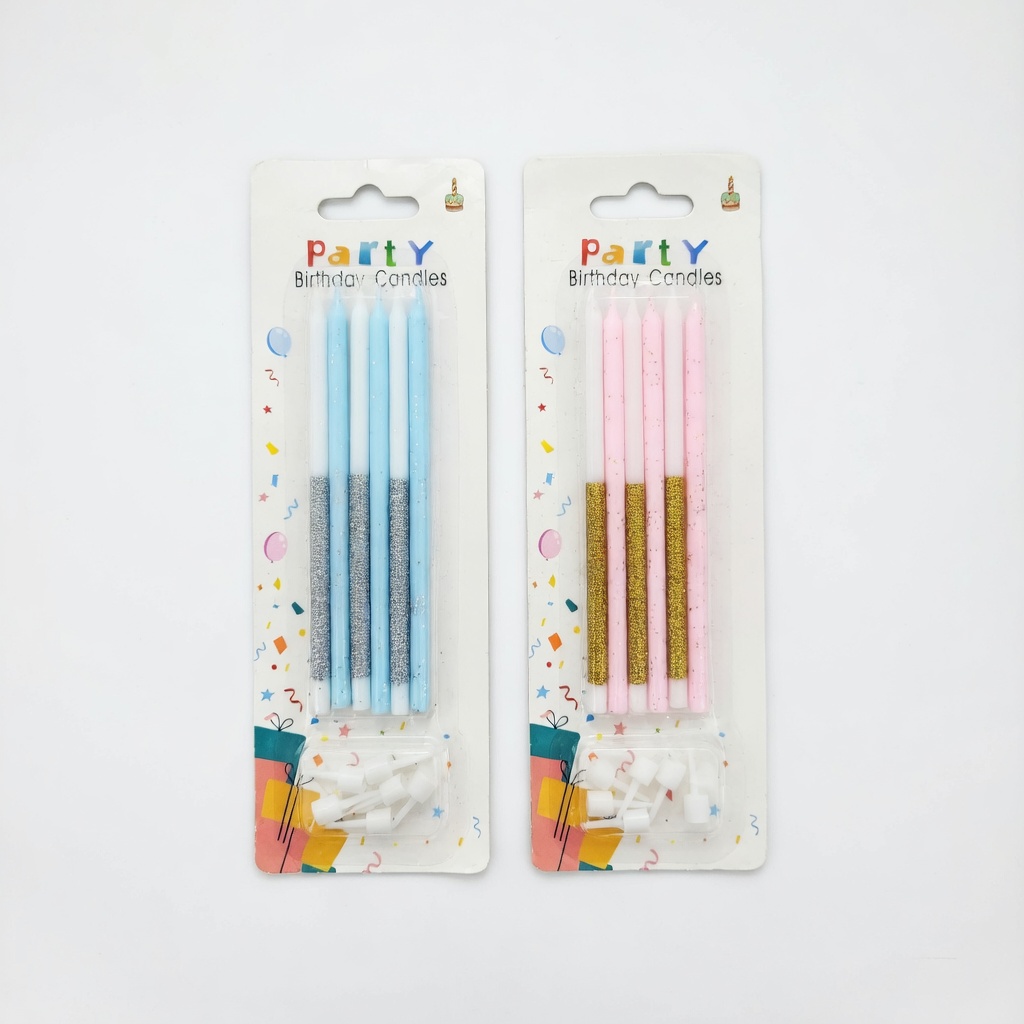 Velas de Cumpleaños Largas con Glitter Decorativas