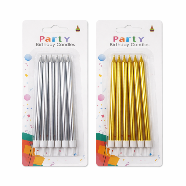 Velas de Cumpleaños Largas Metalizadas