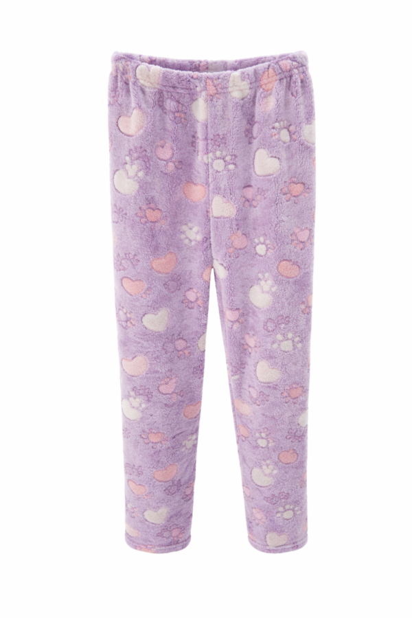 Pantalon Polar Luminoso Estampa corazones y Patitas