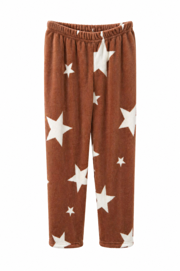 Pantalon Polar Estampado Estrellas Marron