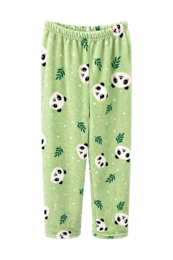 Pantalon Polar Estampado Panda Verde