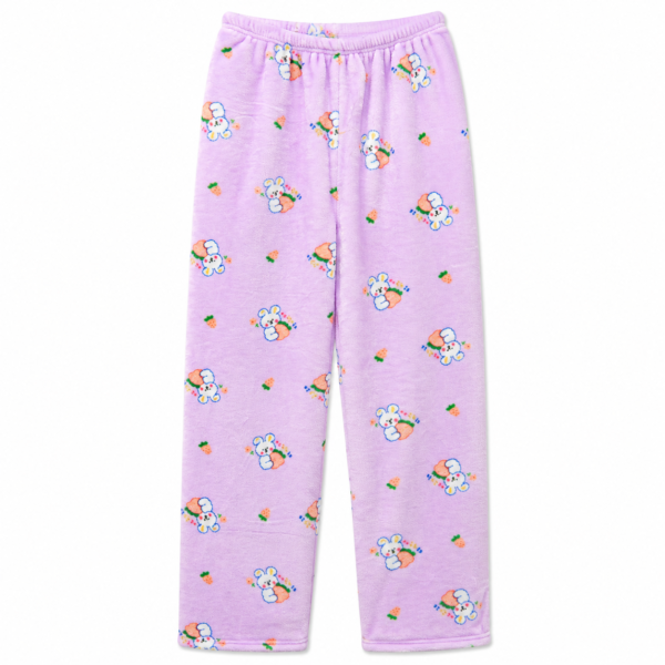 Pantalon Polar Estampado Conejo Rosa