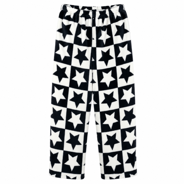 Pantalon Polar Estampado Estrellas Blanco y Negro