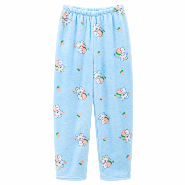 Pantalon Polar Estampado Conejo Celeste