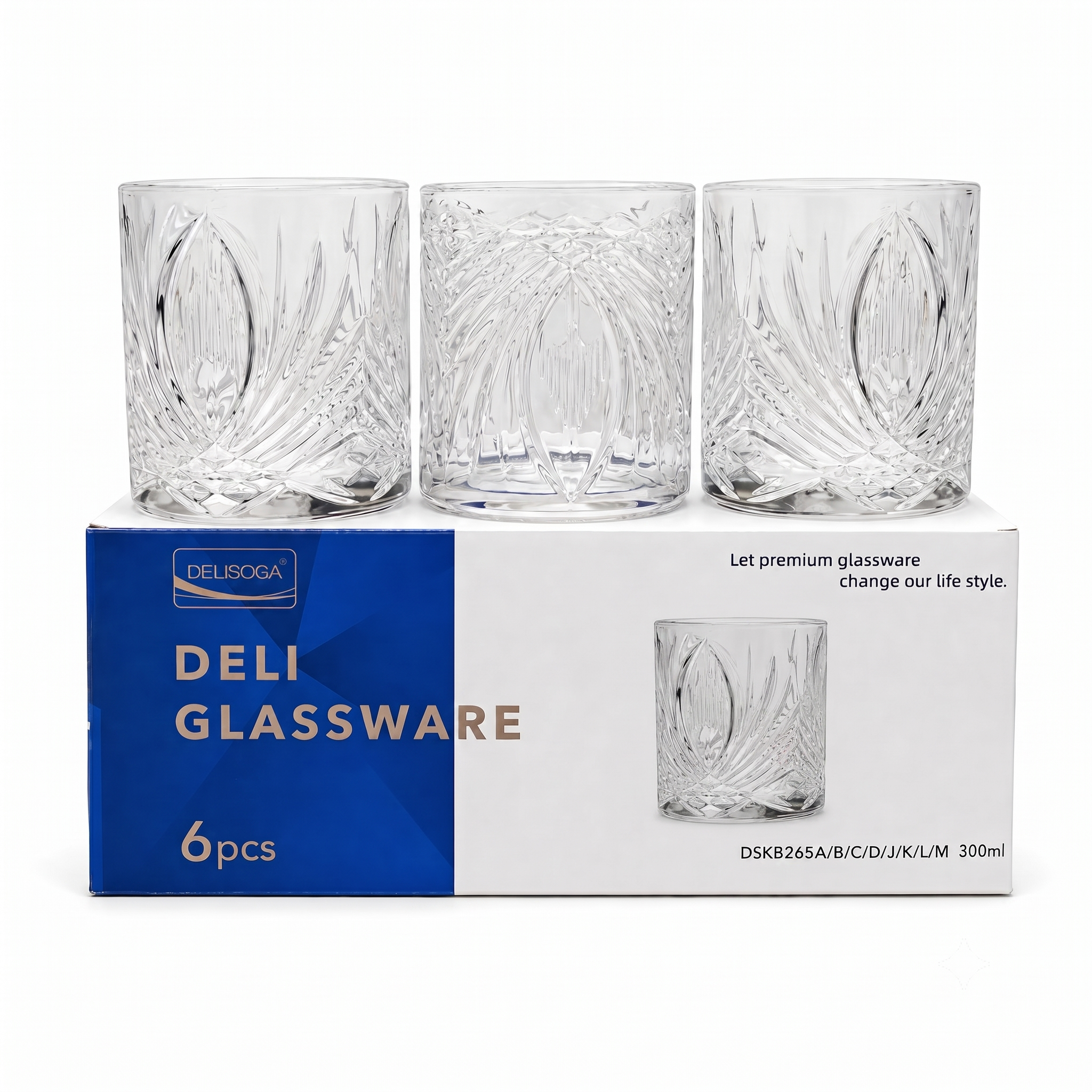 Vaso Deliglass De Vidrio 300ML Pack X6