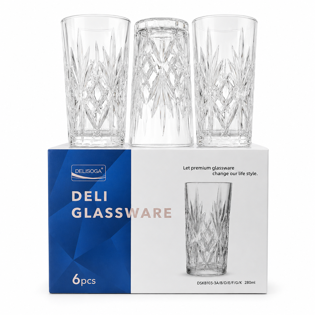 Vaso Deliglass De Vidrio 280ML Pack X6