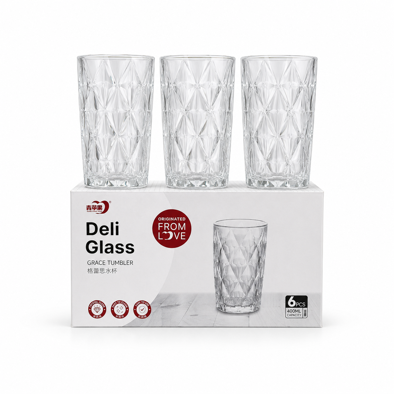 Vaso Deliglass De Vidrio 400ML Pack X6